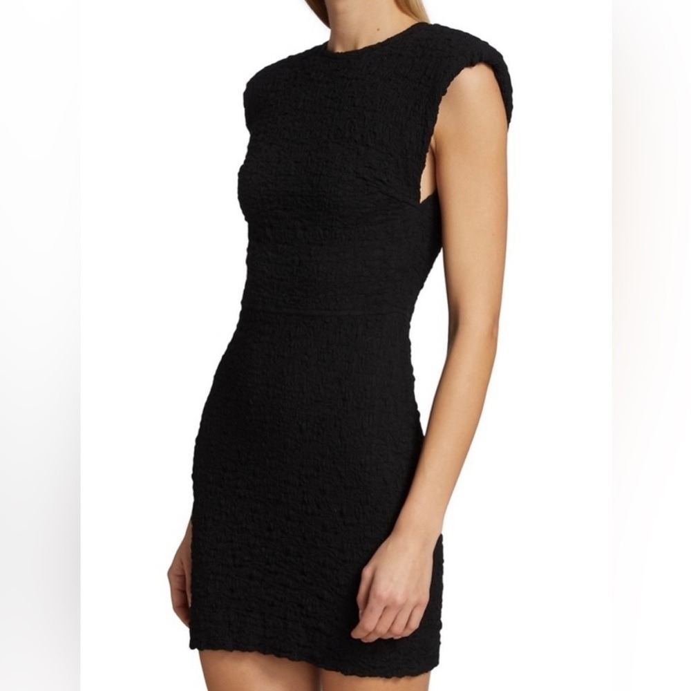 Sabina Musayev Chic LBD Black Textured Cutout‎ Luxe Midi Dress Women's XS EUC